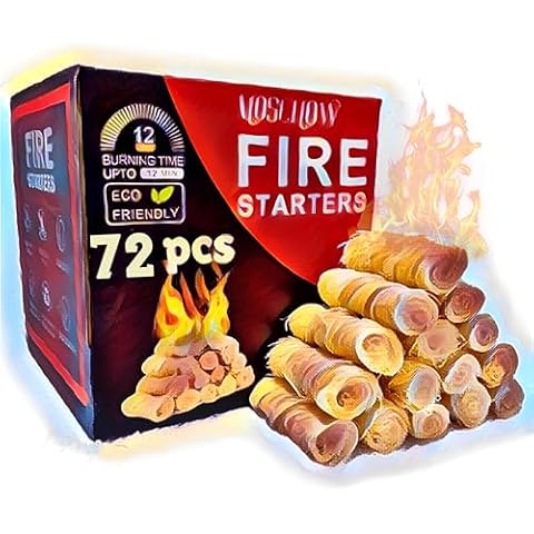 Fire Starters for Fireplace, 72 PCS Natural Fire Starter, Campfires, Fire Starters for Wood Stove, Chimney Charcoal, BBQ Firestarters for Grill, Tumbleweeds, Indoor& Outdoor, Fire Pit, Odorless Sticks Cover