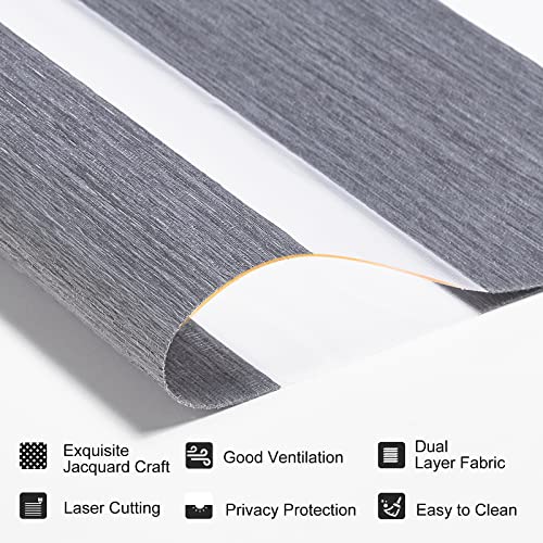 Persilux Cordless Zebra Blinds for Windows Shades with Jacquard Pattern Dual Layer Sheer Shades Light Filtering Day and Night Roller Shades for Home and Windows Easy to Install (32