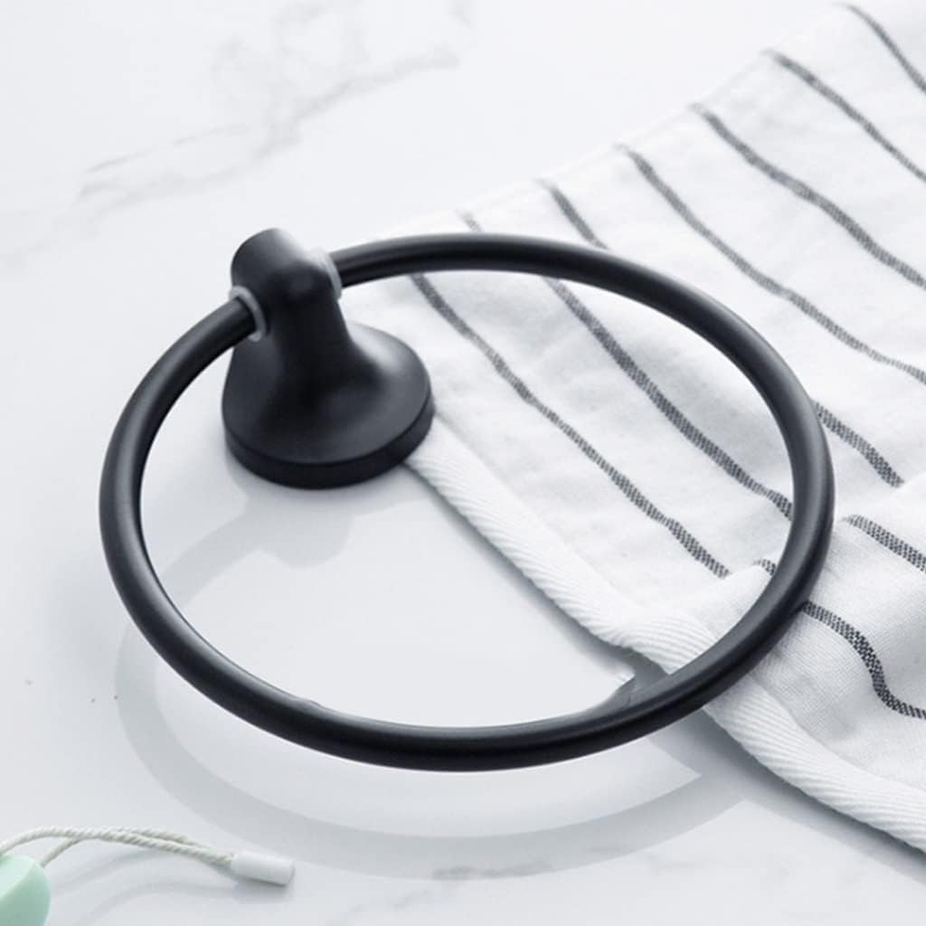 LSLYTQ Matte Black Finish Stainless Steel Wall Mounted Towel Ring, Bathroom Accessories, Round Towel Holder, Bathroom Towel Rack Hanger