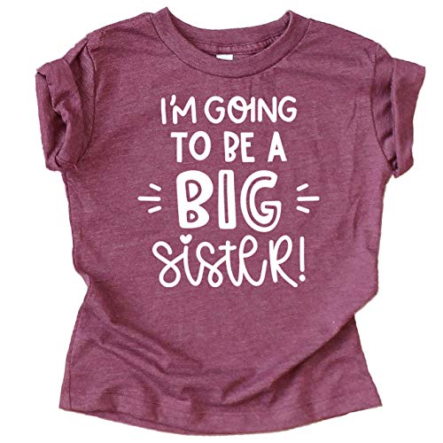 Olive Loves Apple Big Sister New Baby Reveal I'm Going to Be A Big Sister New Sibling Announcement T-Shirts and Raglans Vintage Burgundy Shirt 2T