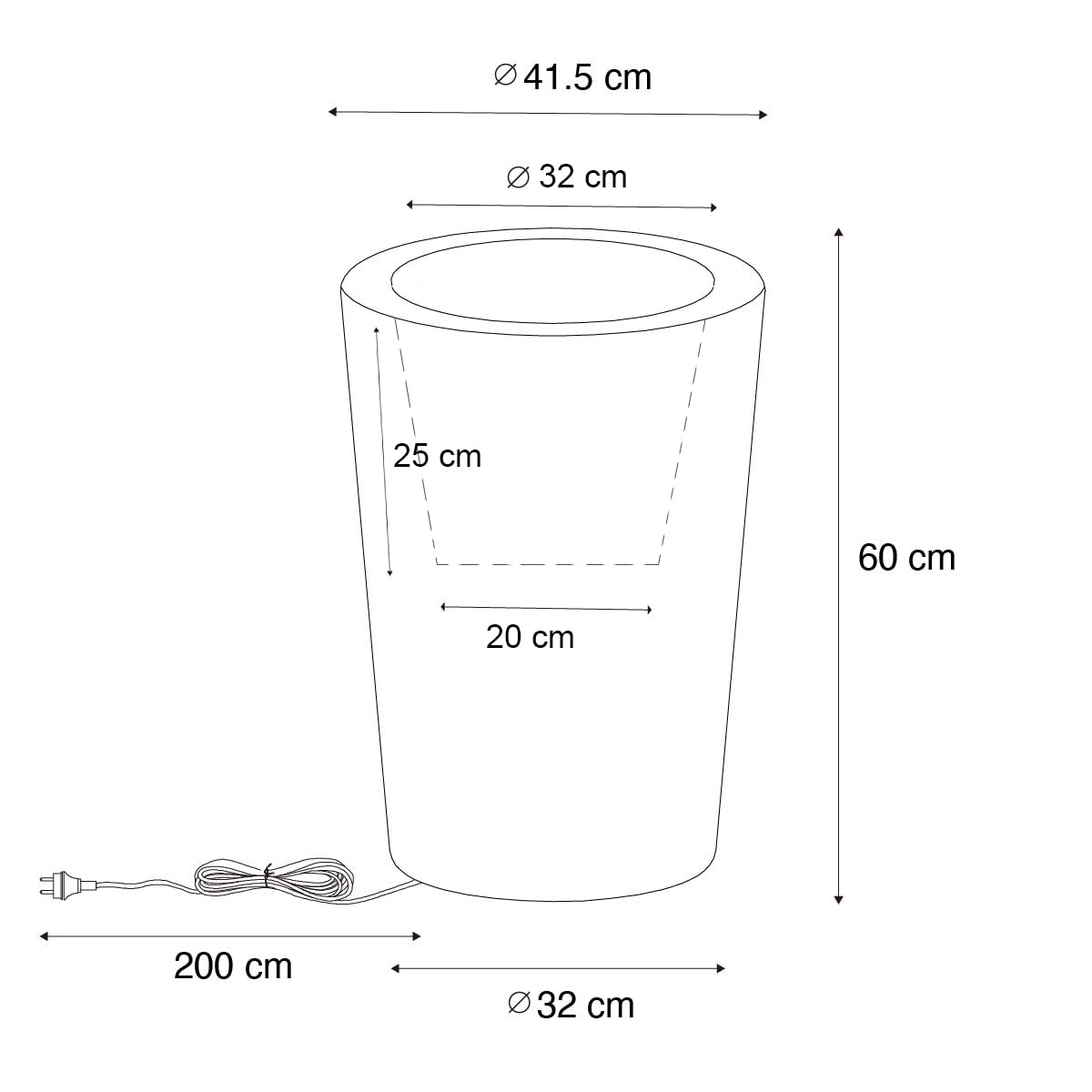 Qazqa verano - Pot lumineux - 1 lumière - Ø 41.5 cm - Blanc - Moderne - éclairage extérieur