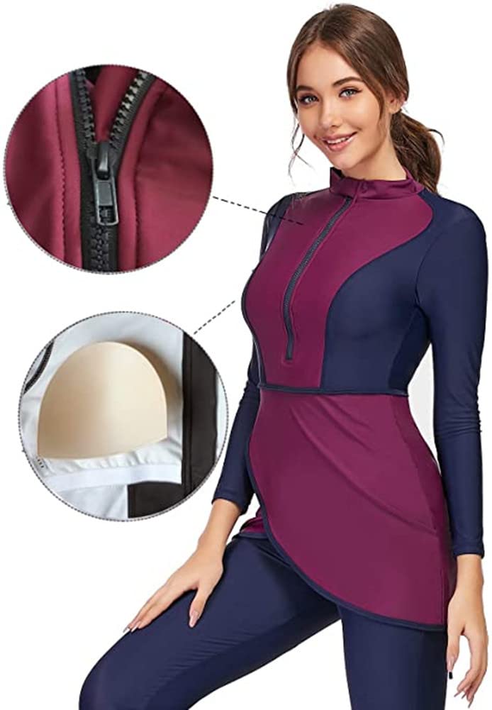 Modest kostium kąpielowy dla kobiet, z długim rękawem, burini, pełne pokrycie, muzułmańska moda kąpielowa, Z3., M