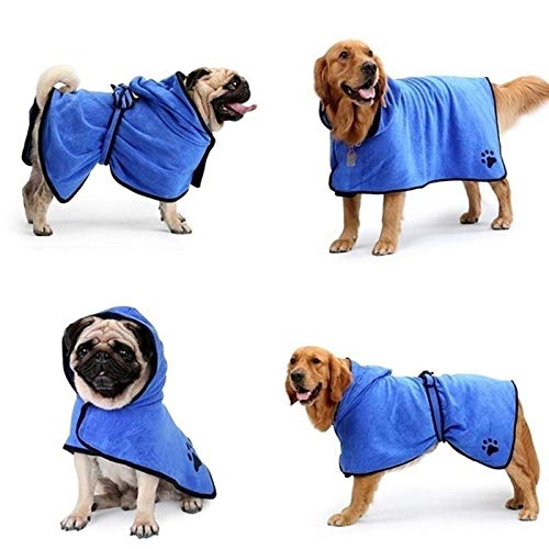 Accappatoio Super Assorbente Per Cani, Asciugatura Rapida Con Coulisse Regolabile, Taglia M Per Peso 12,5-25 Kg