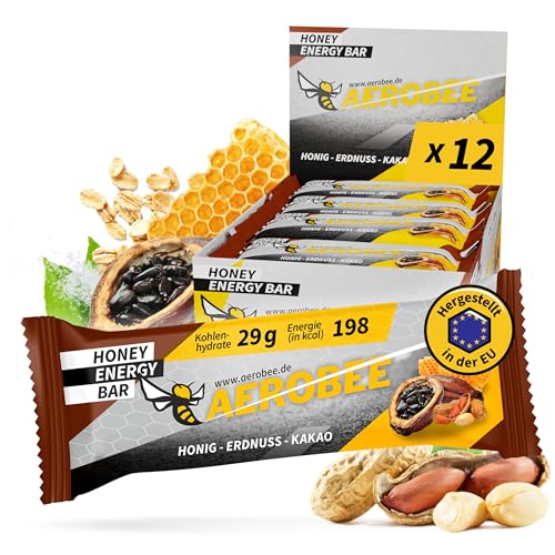 AEROBEE Energieriegel - Einzigartiger Powerriegel aus Honig, Erdnuss & Kakao 12x50g - Haferriegel ohne Zucker idealer Ausdauer- & Energieriegel, Wandernahrung oder Mahlzeitenersatz Riegel fürs Büro