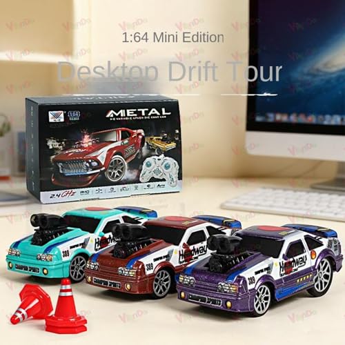 Image of VikriDA Mini Drift RC Car for Kids (Ages 3-10) - 1:64 Scale Metal Body, 3-Speed Remote Control Car, Type-C Charging, 30m Range, 30 Min Playtime