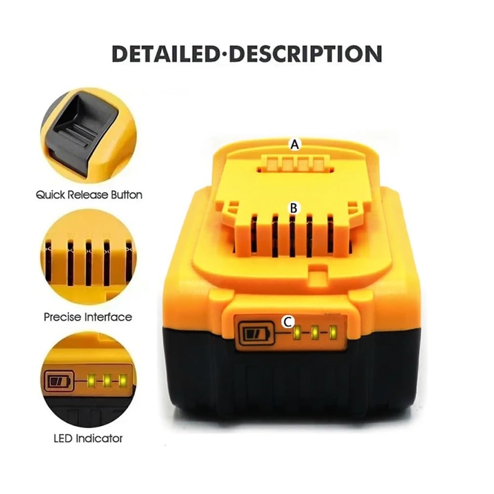 Kompatybilny z DeWalt 18 V/20 V MAX DCB200 wymiana baterii litowej 18 V DCB203 DCB184 DCB182 180 DCB181 DCB182 DCB201 DCB206 ładowarka(1PCS US charger)