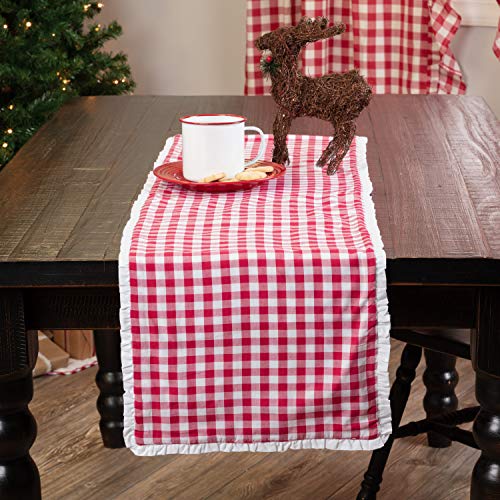 VHC Brands Farmhouse Holiday Tabletop Kitchen Emmie Runner 13 x 48 Red