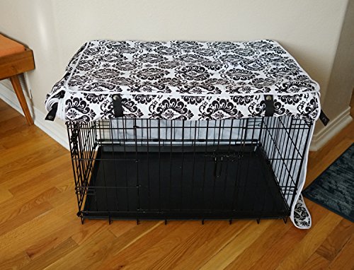 528zone Black & White Damask Design Dog Pet Wire Kennel Crate Cage Cover (Small, Medium, Large, XL, XXL) (Medium… - Image 5