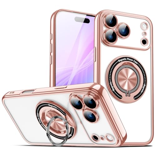 Coque iPhone 17 Pro Max or rose magnétique protection rigide dos silicone