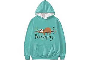 WELLFLYHOM Sloth Women's Basic Hoodies with Pocket Long Sleeve Sweatshirts