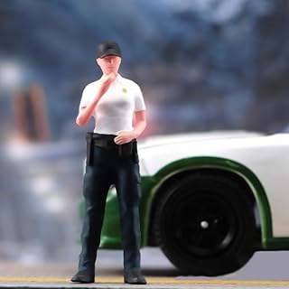 AMITD 1/18-1/87 Scale Police Officer Female Figure, Miniature Collectibles American Police Officer Figurines, Lifelike Policewoman Standing & Eating Snack Policewoman Officer Figure (Colored 1/24)