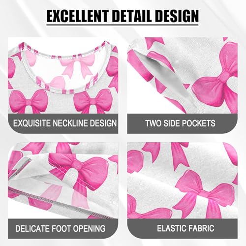 Pink Bows Pajama Set Pajamas Sleepwear Nightwear Loungewear Clothes Set B04051064