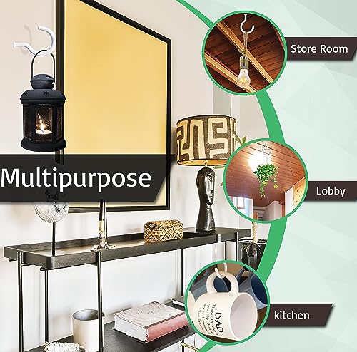 Etoolia 20 Pcs Ceiling Hooks for Hanging Plants - 2.9 inches Heavy Duty, Hanging Hooks for Christmas Lights, Cups, Decors - White Vinyl Coated Screw in Plant Hanger Hook Indoor and Outdoor - Image 5