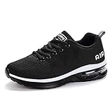RomenSi Men's Air Cushion Sport Running Shoes Casual Athletic Tennis Sneakers Blackwhite US11.5