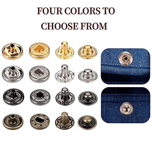 Keismodye 12 Sets Snap Fasteners Kit, Heavy Duty 15Mm Metal Snaps Buttons, Leather Snaps And Sewing Crafts, Press Studs With 4 Install Tools For Shoes, Clothing, Jeans, Denim Jackets, Bags (Bronze) #TOP6