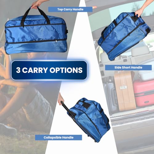 Iron Bar Duffel Bag Lightweight Versatile Adventuring Camping Travel Large with many Compartments (Blue)2