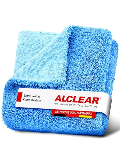 ALCLEAR 820203UB Kfz Mikrofasertuch blau – doppelseitiges Auto Poliertuch für Auto & Haushalt...