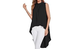 Women's Hi-Low Asymmetry Mock Neck Flowy Blouse
