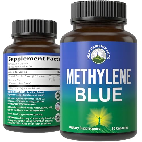 Methylene Blue Capsules Ultra High Purity (USP) Pharmaceutical Grade Supplement For Humans. Vegan Methylene Blue Capsules For Better Absorption. Support Memory, Focus, Clarity, and Healthy Aging
