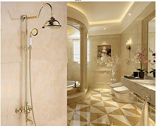 Robinet mitigeur douche baignoire moderne Gowe système de précipitation or poli complet