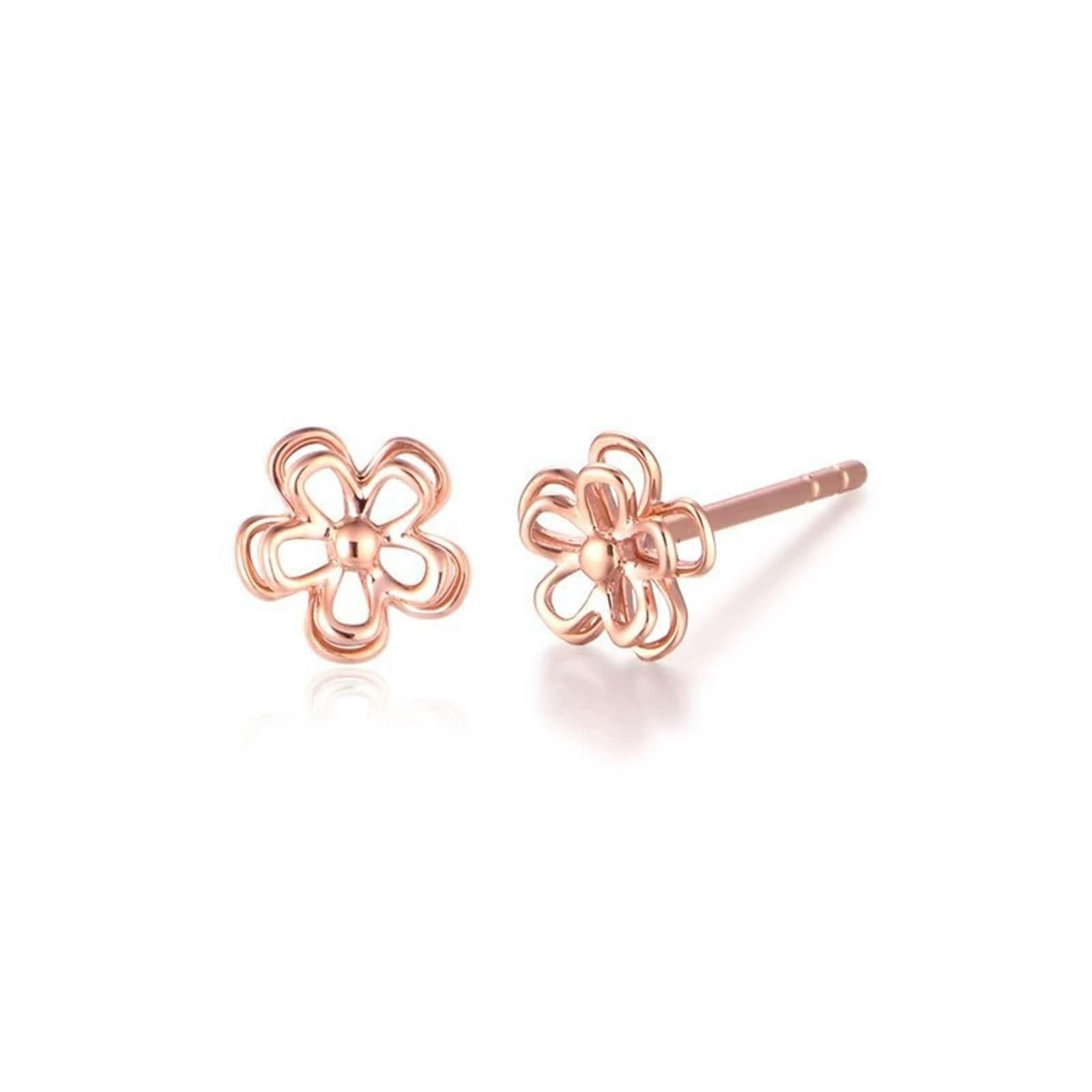 Ohrringe Hochzeit Gelbgold 9K / 14K / 18 K für Damen, Hohl Blume, Ohrstecker Ohrringe Frauen Gold
