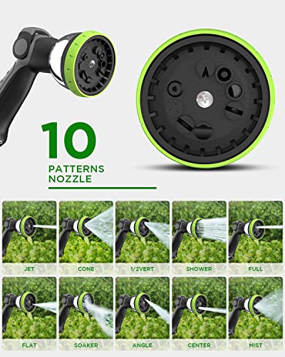 Image of Retractable Garden Hose Reel, 5 /8 Inch x 82 ft + 6 ft Wall Mounted Water Hose Reel with Auto Slow Rewind System, 10-Pattern Nozzle, Any Length Lock, 180 Swivel Bracket, Ideal for Easy Watering