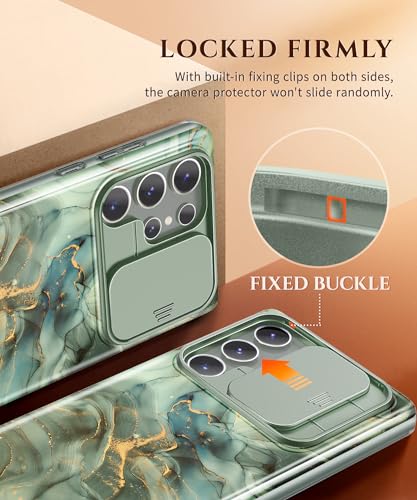 Image of GVIEWIN for Samsung Galaxy S23 Ultra Case, [Slide Camera Cover & Built-in Screen Protector] [2 Front Frames] Shockproof Military Grade Protective Marble Phone Case for S23 Ultra 6.8 inch (Desert Dream)