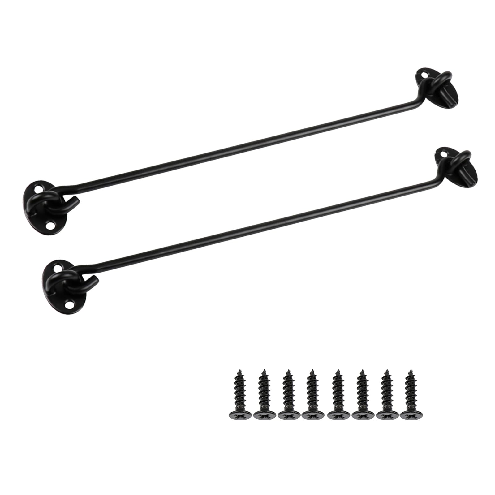 BMYUK 2PCS Hook and Eye Latch Stainless Steel Gate Hook Cabin Hooks for Sliding Door Bedroom Bathroom Windows Gates Black (10 inch)