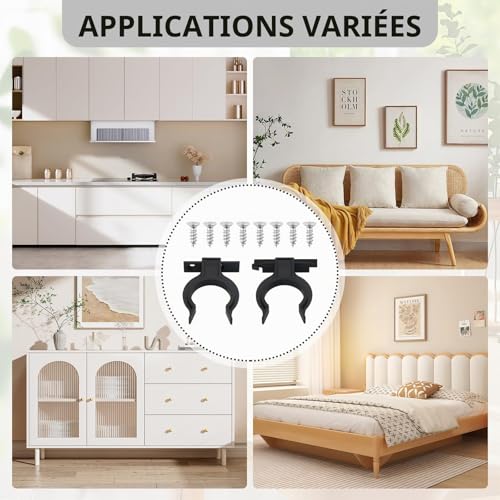 10 Pièce Clips de Plinthes Réglables,30 Vis,pour Pied de Meuble 32-42 mm – vue 7
