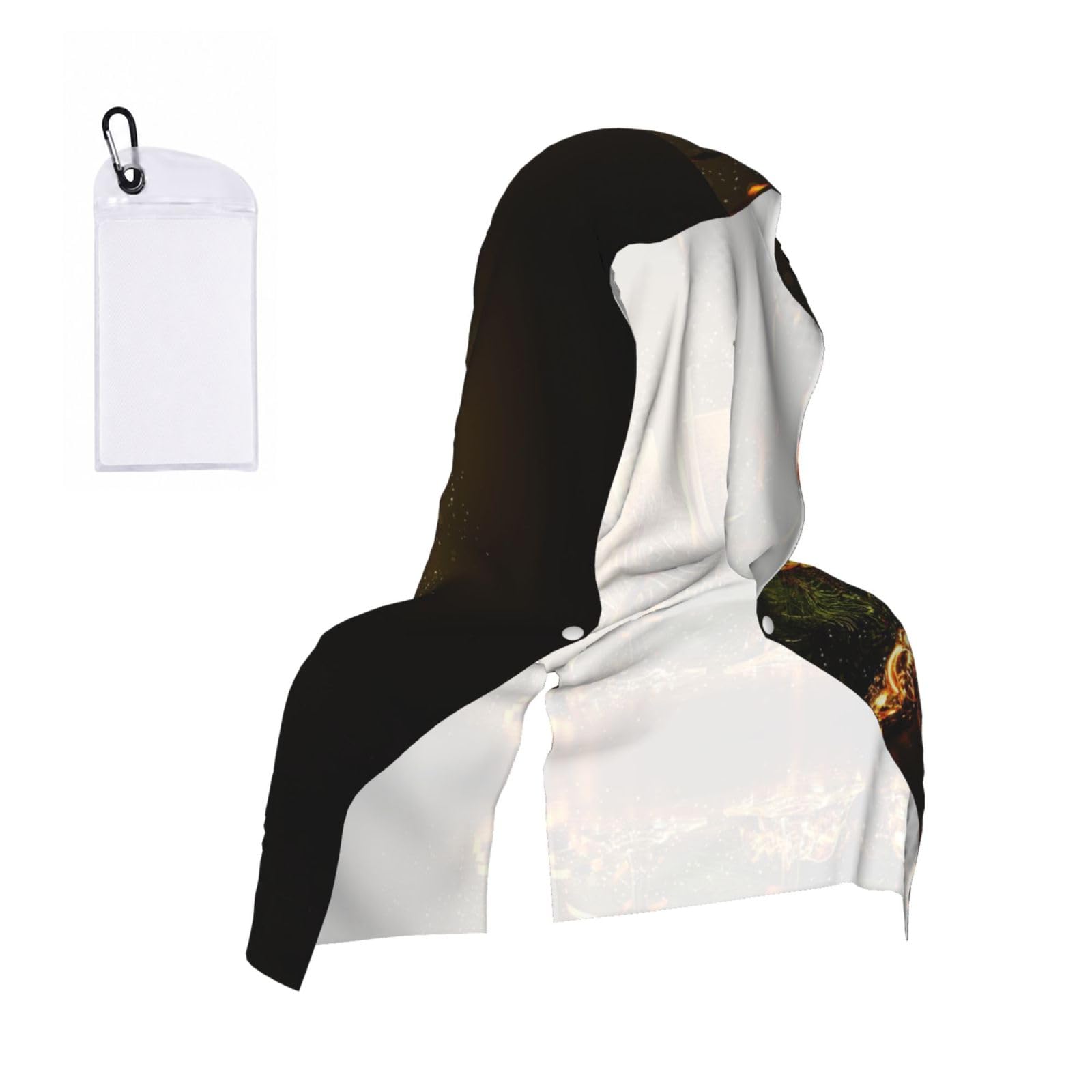 Esnaiuvcd Black Champagne Colorful Ribbon Print Multifunctional Cooling Hoodie Bandana Portable Sweat Absorbing Design For Beach Workouts Exercise Heat Relief Accessories