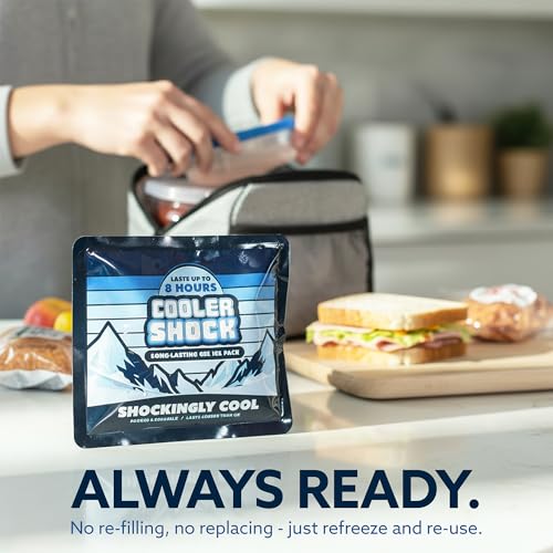 Image of Cooler Shock Reusable Ice Packs for Cooler - Long Lasting Cold Freezer Packs for Coolers and Lunch Boxes - Cooler Ice Packs for Camping Gear, Fishing, Road Trips, Beach Must Haves