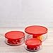 Bormioli 226017-s02 Gelo Box Storage Glass Jar with Lid Set of 3 Red
