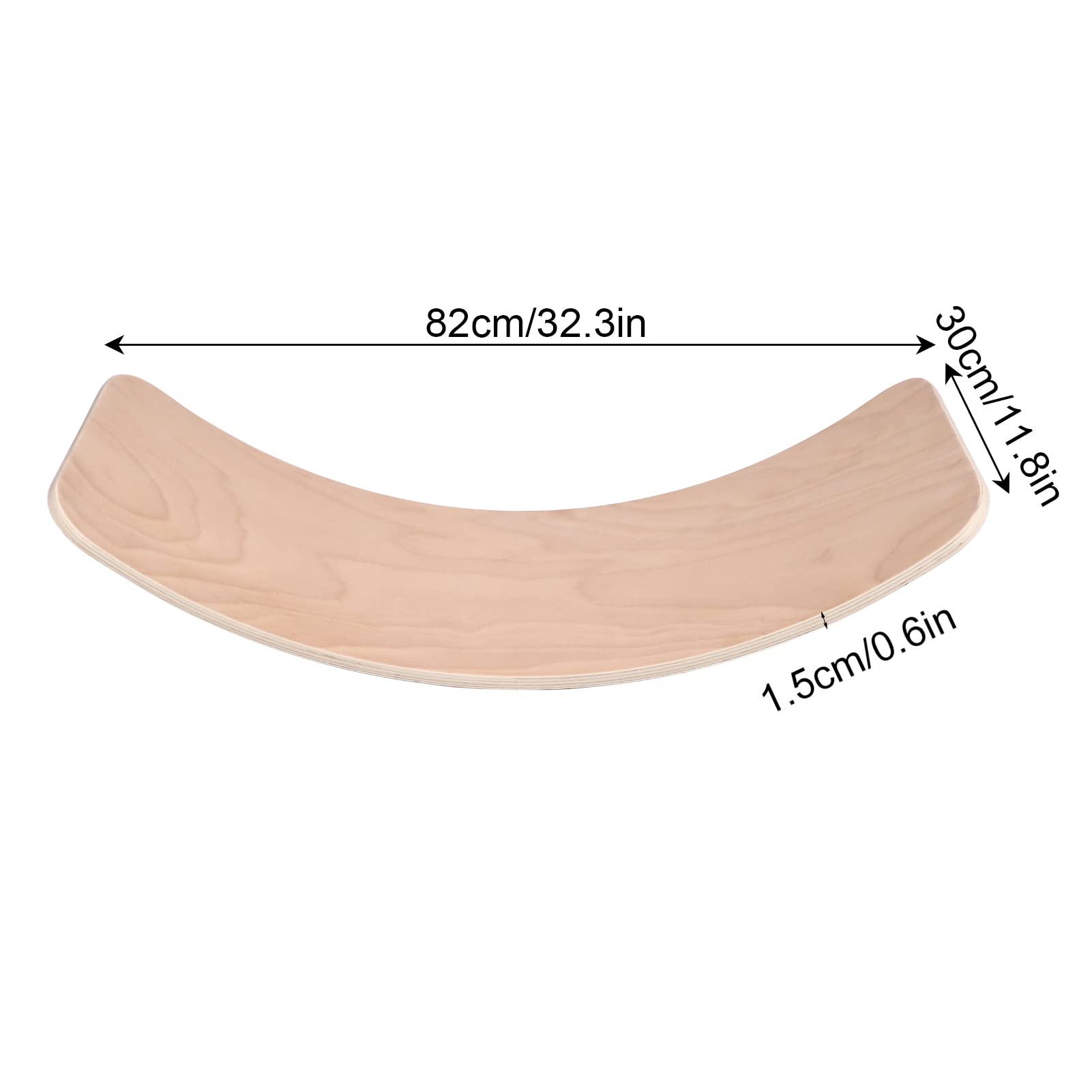 Tabla Oscilante de Madera para Niños Pequeños Tabla de Equilibrio de Fitness con Curvas Adecuada para Niños Mayores de 1 Año 82x30 Cm