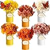 6 set vintage autumn flowers table centerpiece with metal pots faux fall table centerpiece with pumpkins slices and 3d butterfly for thanksgiving farmhouse home decor colorful  urban country home decor