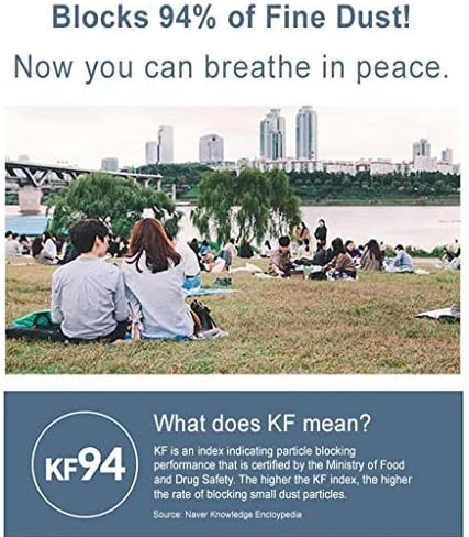 (150 Count) Good Manner KF94 Protective Face Safety Mask (White) Made in South Korea, Large (Pack of 150)