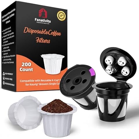 200 Count K Cup Coffee Filters Disposable and 2-Pack Reusable K Cups with 5 Holes (Bundled Product) Cover