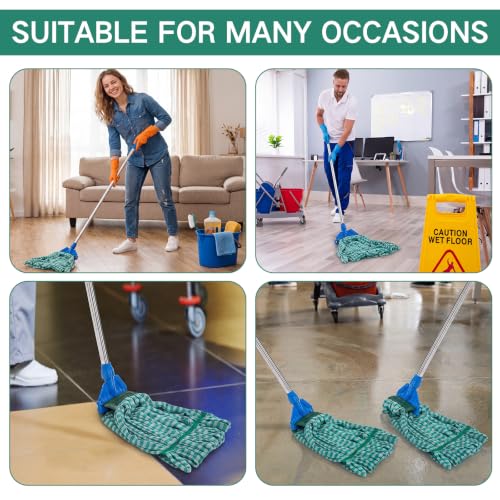 Image of Lallisa 4 Pcs Microfiber Commercial Mop Head Replacement Tube Industrial Looped End Mop Heads Refill for Floor Cleaning for Home Commercial Industrial Use (Medium,Dark Green)