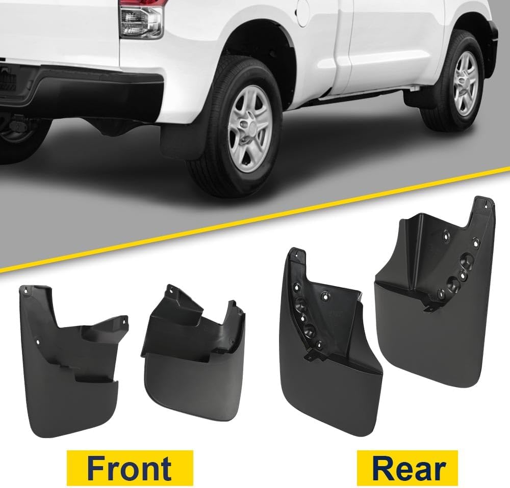 CHEDA Mud Flaps Splash Guards Compatible with 2007 2008 2009 2010 2011 2012 2013 Toyota Tundra w/o Wheel Lips Front & Rear