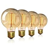 EYLM Vintage Edison Light Bulbs, Dimmable Screw Edison Bulbs Incandescent Light Bulb Globe Bulbs Retro Filament Lamp Warm Light 40w G80 E27 220V-4Pack