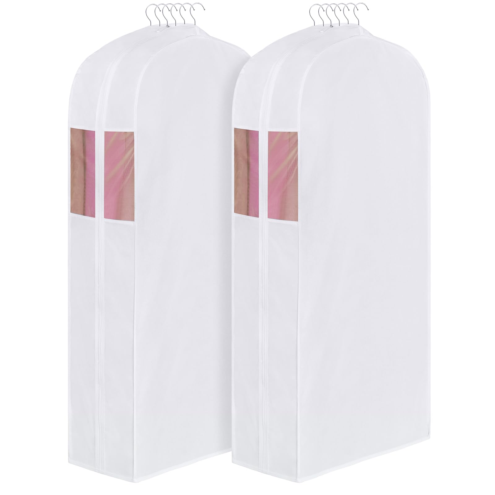 Univivi Premium Cotton Garment Bags for Hanging Clothes and Storage 60 Inch Washable Dress Bags for Gowns Long