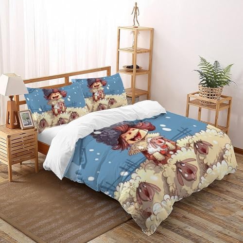 Housse de Couette Super King Chèvre Imprimé 3D Microfine Douceur 260x220cm