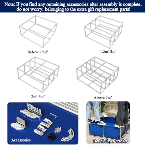 Laghetto per Pesci in Tela PVC, Serbatoio temporaneo per acquari per la Riproduzione di Koi, cisterna per acquacoltura per Interni ed Esterni con Supporto (Blu 1 * 1 * 0,5 m)