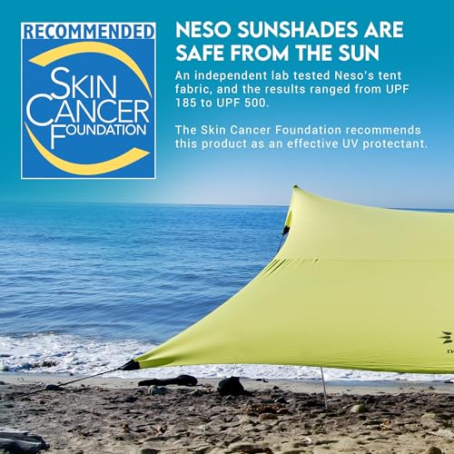 Image of Neso Gigante Portable Beach Tent Sun Shelter - Lightweight Beach Shade Canopy - Easy Setup for Family Outings - Patented Reinforced Corners - UPF 50+ Sun Protection - 8ft Tall, 11 x 11ft - Lemon