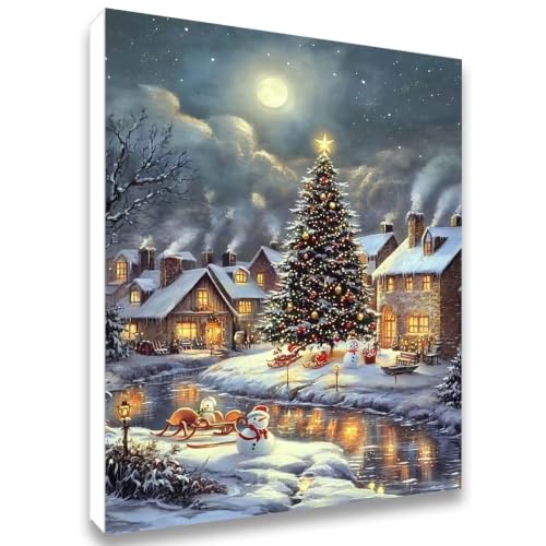 Juego de Pintar por Números Principiantes con Pigmento Acrílico Invierno 80x100