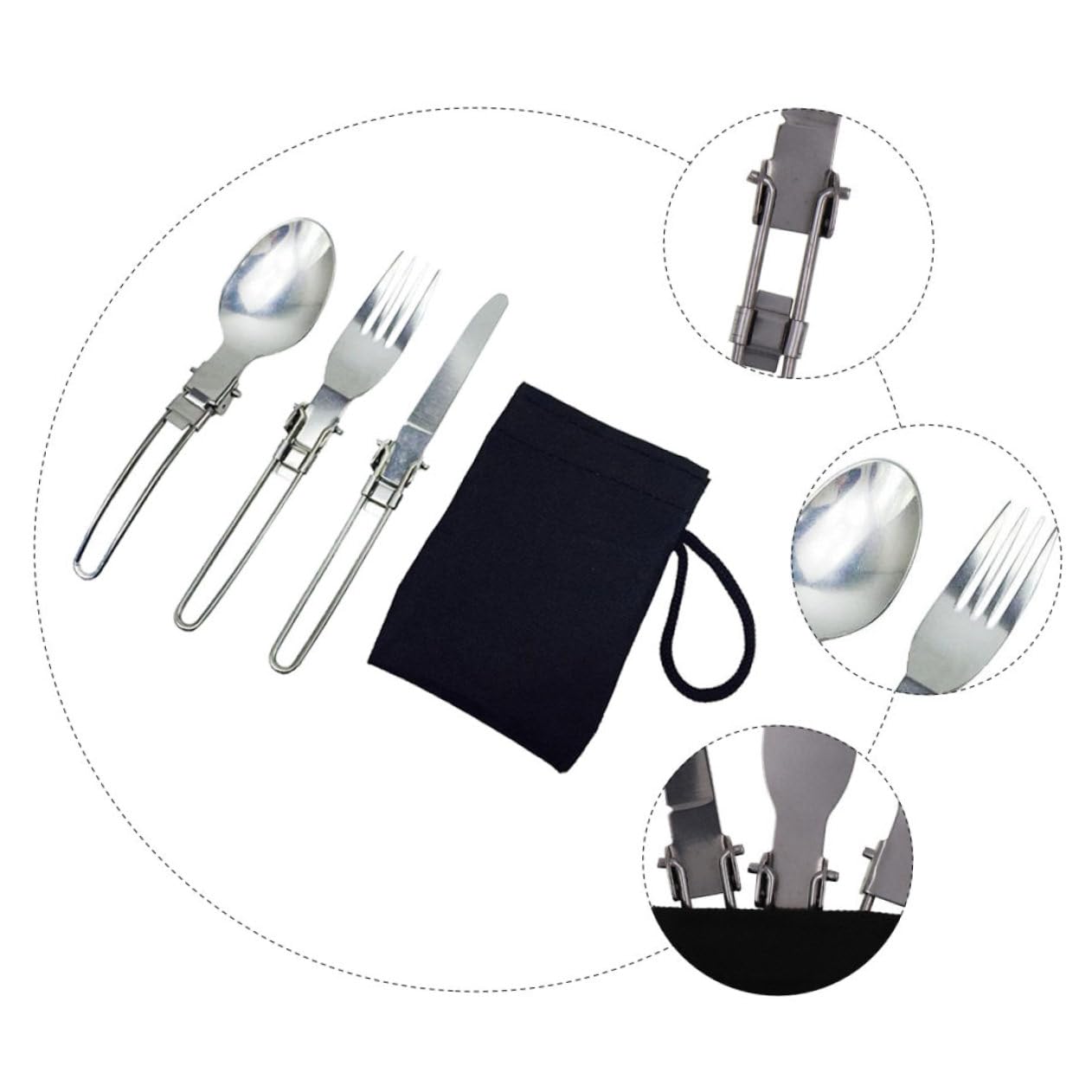 Toyvian 4 Set posate pieghevoli cucchiai in acciaio inossidabile posate in acciaio inossidabile singole forchette pieghevoli di stoviglie Silver