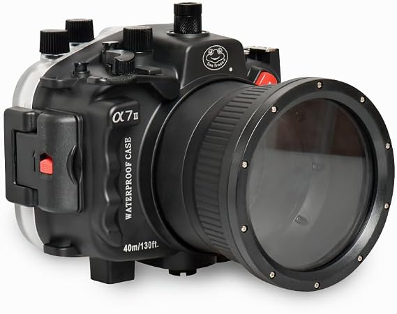 Sea frogs Underwater Camera Housing Compatible with Sony A7 II /A7R II /A7S II Pro 28-70mm IPX8 40m/130ft Maximum Diving Depth Waterproof Camera Case for Diving, Surfing, Rowing, Black