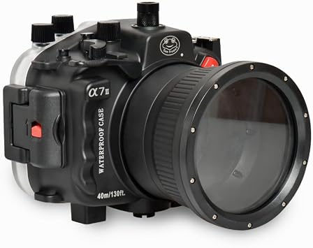 Sea frogs Underwater Camera Housing Compatible with Sony A7 II /A7R II /A7S II Pro 28-70mm IPX8 40m/130ft Maximum Diving Depth Waterproof Camera Case for Diving, Surfing, Rowing, Black
