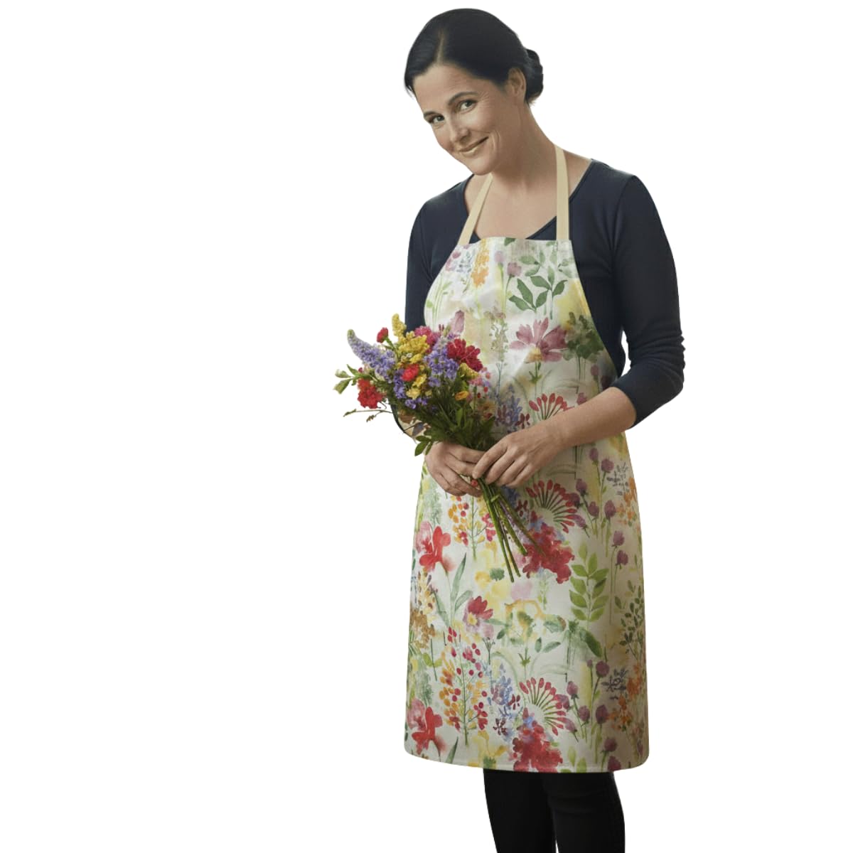 Jolee Tablecloths Watercolour Jolee... Fabrics Wipe Clean Pvc Coated Aprons - 100% Cotton Oilcloth - One Size - Easy To Clean And Splash Proof Apron (, Adult (75Cm Length))