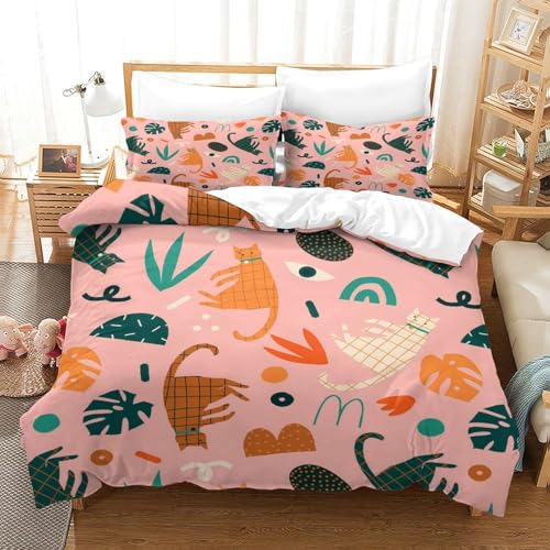 Housse de couette chat 3D 200x200 cm avec parure de lit microfibre - 3