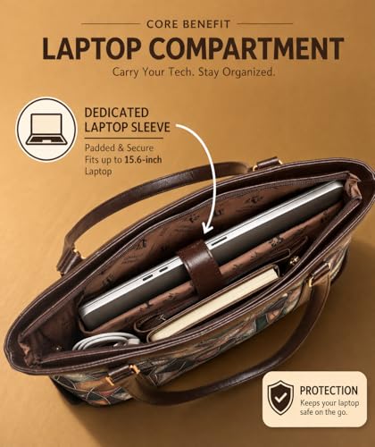 Image of FUOCO Purse for Women Handbag| Office Shoulder Laptop Bag, College & Shopping | Stylish PU Vegan Leather Sling with Zipper | Big Side Bag | Everyday Travel Tote Party Purse